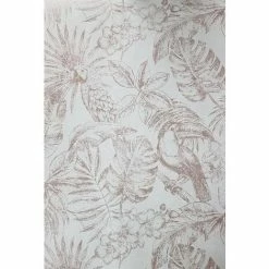Muriva Sankuru Metallic Tropical Wallpaper Birds Floral Leaf Rose Gold Grey