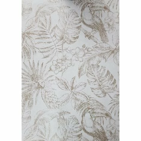 Muriva Sankuru Metallic Tropical Wallpaper Birds Floral Leaf Light Grey Gold 1 Muriva Sankuru Metallic Tropical Wallpaper Birds Floral Leaf Light Grey Gold