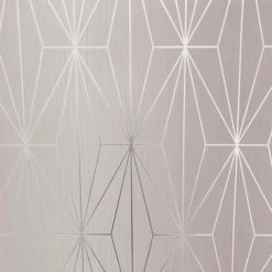 Blush Pink Silver Metallic Geometric Wallpaper Triangles Vinyl Muriva Kayla