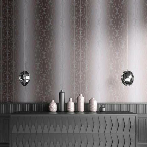 Blush Pink Silver Metallic Geometric Wallpaper Triangles Vinyl Muriva Kayla Blush Pink Silver Metallic Geometric Wallpaper Triangles Vinyl Muriva Kayla -MURIVA SHOP 13783051 3