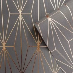 Charcoal Rose Gold Metallic Geometric Wallpaper Triangles Vinyl Muriva Kayla 6 Charcoal Rose Gold Metallic Geometric Wallpaper Triangles Vinyl Muriva Kayla -MURIVA SHOP 13783053 3