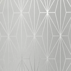 Dove Grey Silver Metallic Geometric Wallpaper Triangles Vinyl Muriva Kayla