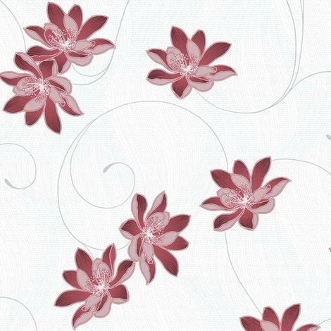 Muriva Orla Red Floral Glitter Wallpaper White Silver Metallic Shimmer Vinyl 1 Muriva Orla Red Floral Glitter Wallpaper White Silver Metallic Shimmer Vinyl