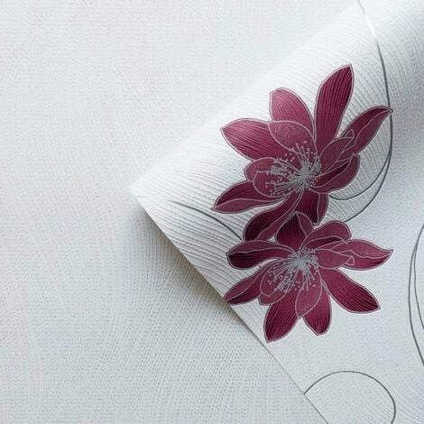 Muriva Orla Red Floral Glitter Wallpaper White Silver Metallic Shimmer Vinyl 3 Muriva Orla Red Floral Glitter Wallpaper White Silver Metallic Shimmer Vinyl - Image 3
