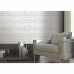 Light Grey / White - J30309 - Brick Effect - Muriva Wallpaper
