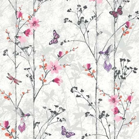 Muriva 102550 Novelties Eden Wallpaper Rolls - Pink 1 Muriva 102550 Novelties Eden Wallpaper Rolls - Pink