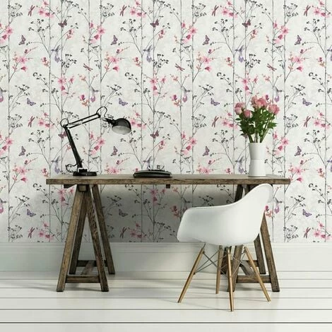 Muriva 102550 Novelties Eden Wallpaper Rolls - Pink 2 Muriva 102550 Novelties Eden Wallpaper Rolls - Pink - Image 2