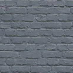 Muriva Painted Brick Pattern Wallpaper Faux Effect Metallic Motif Textured (Blue L22601)