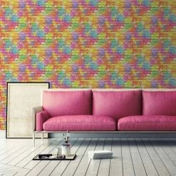Alternative view of Muriva L33505 Camouflage Brick Wallpaper, Multi-Colour