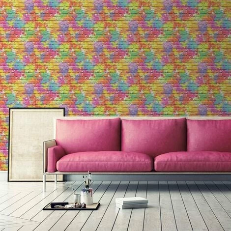 Muriva L33505 Camouflage Brick Wallpaper, Multi-Colour 2 Muriva L33505 Camouflage Brick Wallpaper, Multi-Colour - Image 2