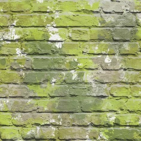 Muriva L33504 Camouflage Brick Wallpaper, Green 1 Muriva L33504 Camouflage Brick Wallpaper, Green