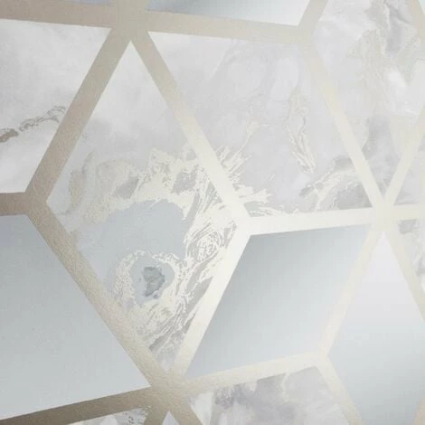 Geometric Cube Liquid Marble Grey Gold Wallpaper Elixir Muriva Metallic Modern 2 Geometric Cube Liquid Marble Grey Gold Wallpaper Elixir Muriva Metallic Modern - Image 2