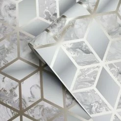 Geometric Cube Liquid Marble Grey Gold Wallpaper Elixir Muriva Metallic Modern 6 Geometric Cube Liquid Marble Grey Gold Wallpaper Elixir Muriva Metallic Modern -MURIVA SHOP 28609667 3