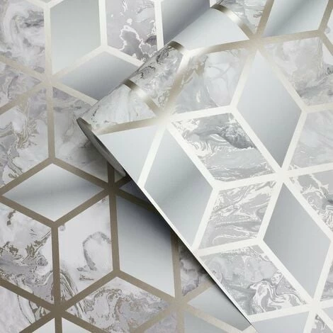 Geometric Cube Liquid Marble Grey Gold Wallpaper Elixir Muriva Metallic Modern 3 Geometric Cube Liquid Marble Grey Gold Wallpaper Elixir Muriva Metallic Modern - Image 3