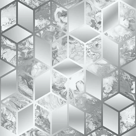 Geometric Cube Liquid Marble Silver Grey Wallpaper Elixir Muriva Metallic Modern 1 Geometric Cube Liquid Marble Silver Grey Wallpaper Elixir Muriva Metallic Modern