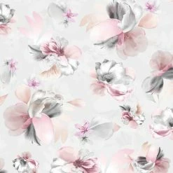 Lipsy Soft Petals Wallpaper Muriva Floral Pink Grey Purple Silver Glitter