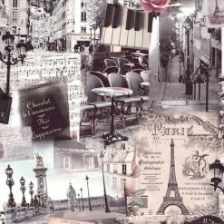 Parisian Wallpaper Muriva France Landmarks Cafe Photograph Black White