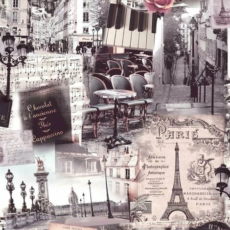 Parisian Wallpaper Muriva France Landmarks Cafe Photograph Black White Parisian Wallpaper Muriva France Landmarks Cafe Photograph Black White -MURIVA SHOP 28831291 1