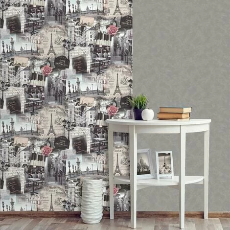 Parisian Wallpaper Muriva France Landmarks Cafe Photograph Black White Parisian Wallpaper Muriva France Landmarks Cafe Photograph Black White -MURIVA SHOP 28831291 2