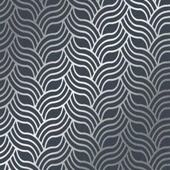 Art Deco Wallpaper Blue Silver Muriva Geometric Textured Metallic Foil Vinyl