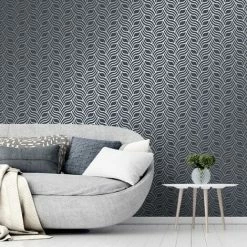 Art Deco Wallpaper Blue Silver Muriva Geometric Textured Metallic Foil Vinyl -MURIVA SHOP 29093146 3