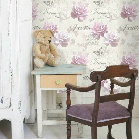 Muriva Botanical Garden Wallpaper Pink Rose Script Floral Butterfly Muriva Botanical Garden Wallpaper Pink Rose Script Floral Butterfly -MURIVA SHOP 29316683 2
