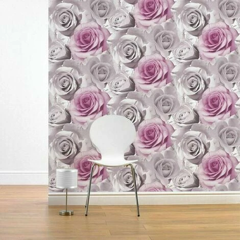 Muriva Madison Rose Floral Wallpaper Large Bloom Pink Flowers 1 Muriva Madison Rose Floral Wallpaper Large Bloom Pink Flowers