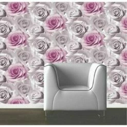 Muriva Madison Rose Floral Wallpaper Large Bloom Pink Flowers 7 Muriva Madison Rose Floral Wallpaper Large Bloom Pink Flowers -MURIVA SHOP 29316695 3