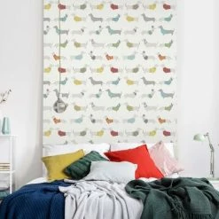 MURIVA Designer Catherine Lansfield Silly Sausage Dog Multi In Jumpers Wallpaper -MURIVA SHOP 29316716 4