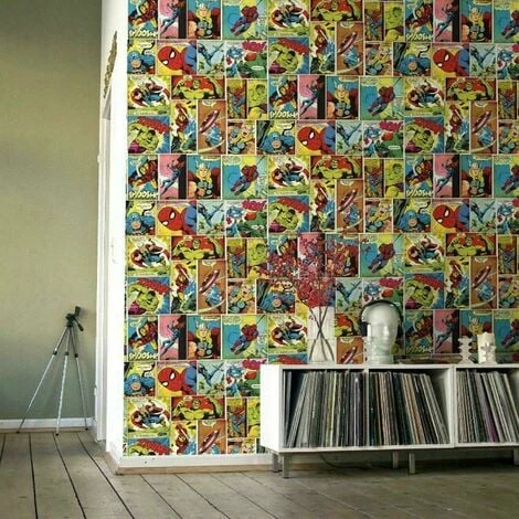 MURIVA Marvel Avengers Wallpaper Multi Coloured Hulk Thor Ironman Comic Strip Kids Room 2 MURIVA Marvel Avengers Wallpaper Multi Coloured Hulk Thor Ironman Comic Strip Kids Room - Image 2
