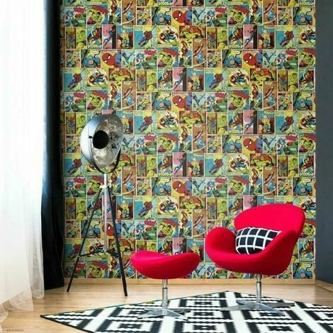 MURIVA Marvel Avengers Wallpaper Multi Coloured Hulk Thor Ironman Comic Strip Kids Room 3 MURIVA Marvel Avengers Wallpaper Multi Coloured Hulk Thor Ironman Comic Strip Kids Room - Image 3