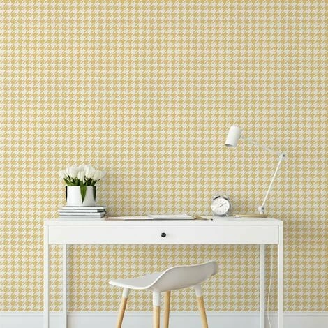 Houndstooth Wallpaper Muriva White Yellow Geometric Modern Teenager Boys Bedroom 3 Houndstooth Wallpaper Muriva White Yellow Geometric Modern Teenager Boys Bedroom - Image 3
