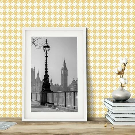 Houndstooth Wallpaper Muriva White Yellow Geometric Modern Teenager Boys Bedroom 4 Houndstooth Wallpaper Muriva White Yellow Geometric Modern Teenager Boys Bedroom - Image 4