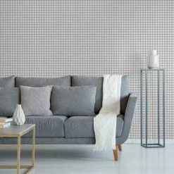Alternative view of Houndstooth Wallpaper Muriva Silver White Geometric Modern Teenager Boys Bedroom