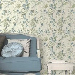 Alternative view of Floral Rose Flower Pattern Wallpaper Muriva Faux Wood Effect Textured