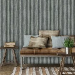 Alternative view of Grey Corrugated Wood Effect Wallpaper Muriva Paste The Wall Vinyl