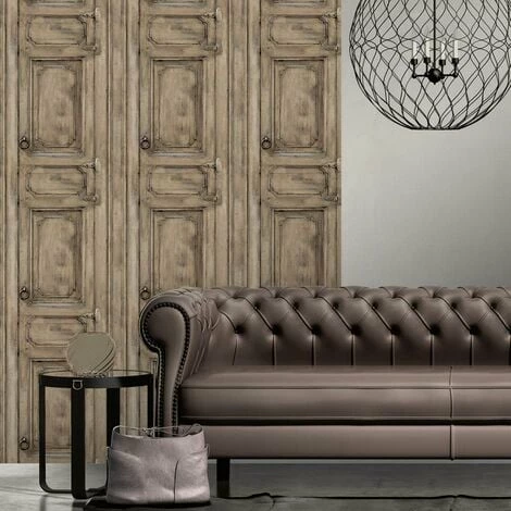Brown Rustic Cupboard Wallpaper Muriva Wood Panel Effect Paste The Wall Vinyl 2 Brown Rustic Cupboard Wallpaper Muriva Wood Panel Effect Paste The Wall Vinyl - Image 2