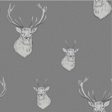 MURIVA Stag Wallpaper Woven Effect Grey Silver Metallic Catherine Lansfield 1 MURIVA Stag Wallpaper Woven Effect Grey Silver Metallic Catherine Lansfield