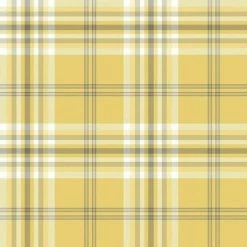 MURIVA Yellow Grey White Check Wallpaper Country Tartan Plaid