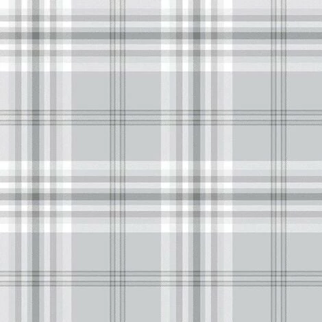 MURIVA Grey Silver Check Wallpaper Metallic Country Tartan Plaid 1 MURIVA Grey Silver Check Wallpaper Metallic Country Tartan Plaid