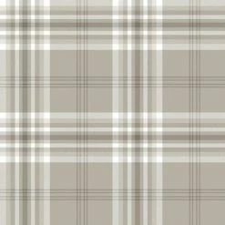 MURIVA Mushroom White Taupe Check Wallpaper Country Tartan Plaid