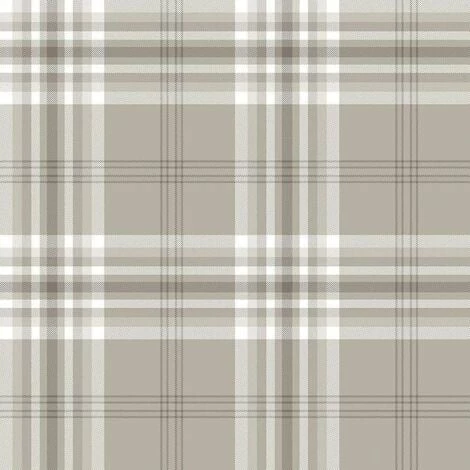 MURIVA Mushroom White Taupe Check Wallpaper Country Tartan Plaid 1 MURIVA Mushroom White Taupe Check Wallpaper Country Tartan Plaid