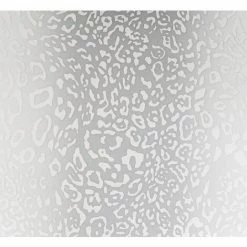 MURIVA Leopard Skin Wallpaper Animal Print Grey White Silver Metallic