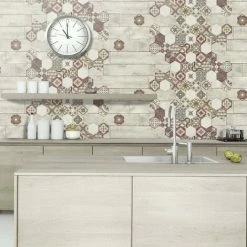 Muriva Tiles And Wood Heavy Duty Vinyl Wallpaper Lightly Textured Feature Wall