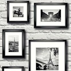 MURIVA Paris Frames Black And White Wallpaper Smooth Finish Wall Covering