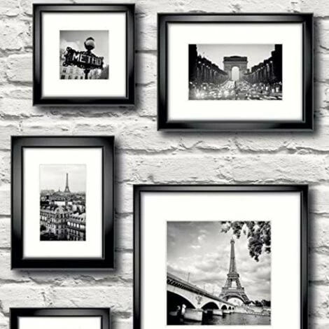 MURIVA Paris Frames Black And White Wallpaper Smooth Finish Wall Covering 1 MURIVA Paris Frames Black And White Wallpaper Smooth Finish Wall Covering