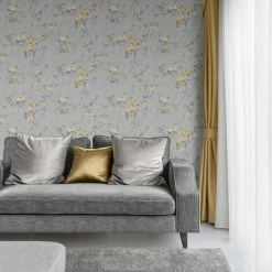 Bettany Floral Wallpaper Muriva Textured Heavyweight Vinyl Grey Yellow Glitter 5 Bettany Floral Wallpaper Muriva Textured Heavyweight Vinyl Grey Yellow Glitter -MURIVA SHOP 35492930 3
