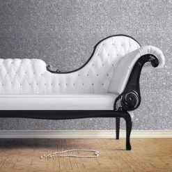Muriva Couture Sparkle Silver Wallpaper Glitter Effect Shiny Shimmer Vinyl Heavy
