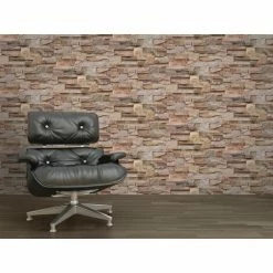 Muriva Brown Brick Slate Stone Natural 3D Textured Vinyl Washable Wallpaper -MURIVA SHOP 3558350 3