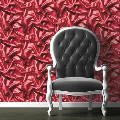 MURIVA 3D Effect Velvet Silk Cerise Pink/Red Crushed Wallpaper 2 MURIVA 3D Effect Velvet Silk Cerise Pink/Red Crushed Wallpaper - Image 2
